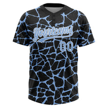 Load image into Gallery viewer, Custom Black Light Blue-White 3D Pattern Design Abstract Network Crackle Two-Button Unisex Softball Jersey
