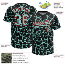 Load image into Gallery viewer, Custom Black Ice Blue-Red 3D Pattern Design Abstract Network Crackle Two-Button Unisex Softball Jersey