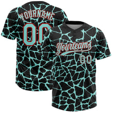 Load image into Gallery viewer, Custom Black Ice Blue-Red 3D Pattern Design Abstract Network Crackle Two-Button Unisex Softball Jersey