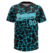 Charger l'image dans la galerie, Custom Black Lakes Blue-White 3D Pattern Design Abstract Network Crackle Two-Button Unisex Softball Jersey