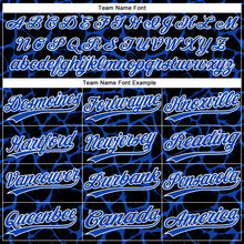 Load image into Gallery viewer, Custom Black Thunder Blue-White 3D Pattern Design Abstract Network Crackle Two-Button Unisex Softball Jersey