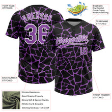 Charger l'image dans la galerie, Custom Black Medium Purple-White 3D Pattern Design Abstract Network Crackle Two-Button Unisex Softball Jersey