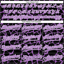 Charger l'image dans la galerie, Custom Black Medium Purple-White 3D Pattern Design Abstract Network Crackle Two-Button Unisex Softball Jersey