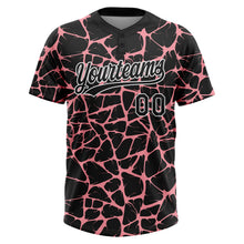 Load image into Gallery viewer, Custom Black Medium Pink-White 3D Pattern Design Abstract Network Crackle Two-Button Unisex Softball Jersey