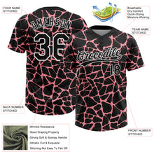 Load image into Gallery viewer, Custom Black Medium Pink-White 3D Pattern Design Abstract Network Crackle Two-Button Unisex Softball Jersey