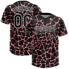 Load image into Gallery viewer, Custom Black Medium Pink-White 3D Pattern Design Abstract Network Crackle Two-Button Unisex Softball Jersey