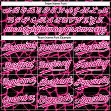 Load image into Gallery viewer, Custom Black Hot Pink-White 3D Pattern Design Abstract Network Crackle Two-Button Unisex Softball Jersey