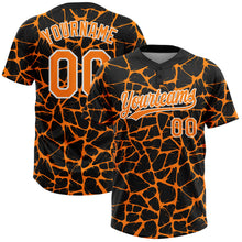 Load image into Gallery viewer, Custom Black Bay Orange-White 3D Pattern Design Abstract Network Crackle Two-Button Unisex Softball Jersey