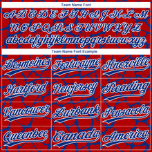 Load image into Gallery viewer, Custom Red Royal-White 3D Pattern Design Abstract Network Crackle Two-Button Unisex Softball Jersey