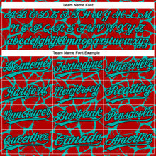 Загрузить изображение в средство просмотра галереи, Custom Red Aqua-Black 3D Pattern Design Abstract Network Crackle Two-Button Unisex Softball Jersey