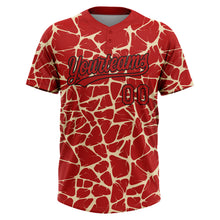 Laden Sie das Bild in den Galerie-Viewer, Custom Red Cream-Black 3D Pattern Design Abstract Network Crackle Two-Button Unisex Softball Jersey