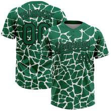 Laden Sie das Bild in den Galerie-Viewer, Custom Kelly Green Black-White 3D Pattern Design Abstract Network Crackle Two-Button Unisex Softball Jersey
