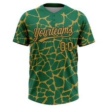 Charger l'image dans la galerie, Custom Kelly Green Old Gold-Black 3D Pattern Design Abstract Network Crackle Two-Button Unisex Softball Jersey
