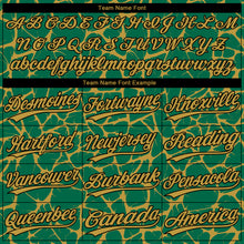 Charger l'image dans la galerie, Custom Kelly Green Old Gold-Black 3D Pattern Design Abstract Network Crackle Two-Button Unisex Softball Jersey