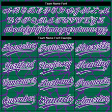 Load image into Gallery viewer, Custom Kelly Green Purple-White 3D Pattern Design Abstract Network Crackle Two-Button Unisex Softball Jersey