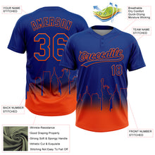 Загрузить изображение в средство просмотра галереи, Custom Royal Orange New York City Edition Gradient Two-Button Unisex Softball Jersey