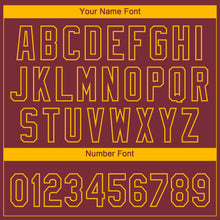 Load image into Gallery viewer, Custom Burgundy Yellow Washington City Edition Gradient Two-Button Unisex Softball Jersey