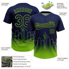 Charger l'image dans la galerie, Custom Navy Neon Green Seattle City Edition Gradient Two-Button Unisex Softball Jersey