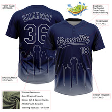 Laden Sie das Bild in den Galerie-Viewer, Custom Navy Gray Dallas City Edition Gradient Two-Button Unisex Softball Jersey
