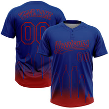 Загрузить изображение в средство просмотра галереи, Custom Royal Red Philadelphia City Edition Gradient Two-Button Unisex Softball Jersey