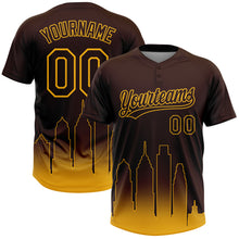 Laden Sie das Bild in den Galerie-Viewer, Custom Brown Gold San Diego City Edition Gradient Two-Button Unisex Softball Jersey