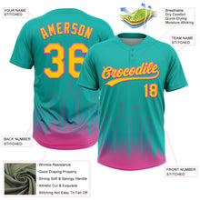 Load image into Gallery viewer, Custom Aqua Yellow-Pink San Diego City Edition Gradient Two-Button Unisex Softball Jersey