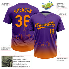 Charger l'image dans la galerie, Custom Purple Bay Orange-Black Phoenix City Edition Gradient Two-Button Unisex Softball Jersey