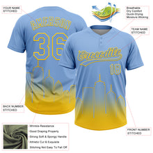 Laden Sie das Bild in den Galerie-Viewer, Custom Light Blue Yellow Boston City Edition Gradient Two-Button Unisex Softball Jersey