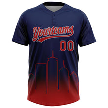 Charger l'image dans la galerie, Custom Navy Red-Gray Boston City Edition Gradient Two-Button Unisex Softball Jersey