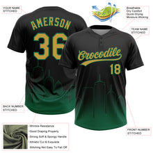 Load image into Gallery viewer, Custom Black Old Gold-Kelly Green Boston City Edition Gradient Two-Button Unisex Softball Jersey