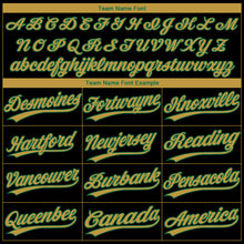 Load image into Gallery viewer, Custom Black Old Gold-Kelly Green Boston City Edition Gradient Two-Button Unisex Softball Jersey
