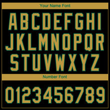 Load image into Gallery viewer, Custom Black Old Gold-Kelly Green Boston City Edition Gradient Two-Button Unisex Softball Jersey