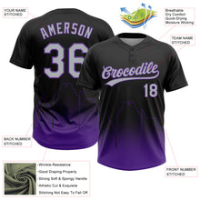 Charger l'image dans la galerie, Custom Black Gray-Purple Sacramento City Edition Gradient Two-Button Unisex Softball Jersey
