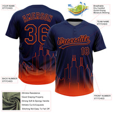 Load image into Gallery viewer, Custom Navy Orange Chicago City Edition Gradient Two-Button Unisex Softball Jersey