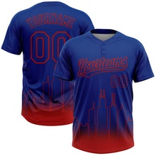 Загрузить изображение в средство просмотра галереи, Custom Royal Red Chicago City Edition Gradient Two-Button Unisex Softball Jersey