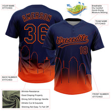 Load image into Gallery viewer, Custom Navy Orange Houston City Edition Gradient Two-Button Unisex Softball Jersey