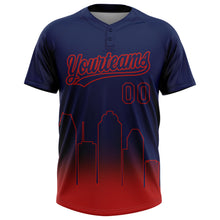 Laden Sie das Bild in den Galerie-Viewer, Custom Navy Red Houston City Edition Gradient Two-Button Unisex Softball Jersey
