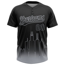 Load image into Gallery viewer, Custom Black Gray Chicago City Edition Gradient Two-Button Unisex Softball Jersey