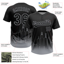 Load image into Gallery viewer, Custom Black Gray Chicago City Edition Gradient Two-Button Unisex Softball Jersey
