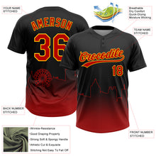 Load image into Gallery viewer, Custom Black Red-Gold Atlanta City Edition Gradient Two-Button Unisex Softball Jersey
