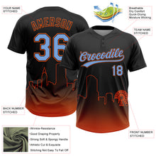 Load image into Gallery viewer, Custom Black Powder Blue-Orange Miami City Edition Gradient Two-Button Unisex Softball Jersey