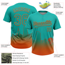 Загрузить изображение в средство просмотра галереи, Custom Aqua Orange Miami City Edition Gradient Two-Button Unisex Softball Jersey