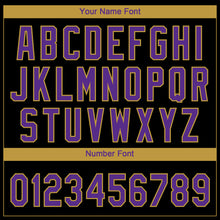 Load image into Gallery viewer, Custom Black Purple-Old Gold Baltimore City Edition Gradient Two-Button Unisex Softball Jersey