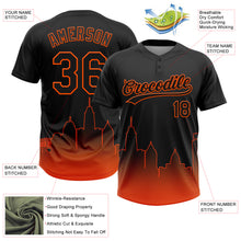 Load image into Gallery viewer, Custom Black Orange Baltimore City Edition Gradient Two-Button Unisex Softball Jersey