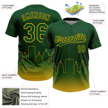 Load image into Gallery viewer, Custom Green Gold Oakland City Edition Gradient Two-Button Unisex Softball Jersey