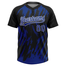 Charger l'image dans la galerie, Custom Black Royal-White Splatter Torn Sharp Brush Stroke Two-Button Unisex Softball Jersey