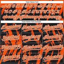 Charger l'image dans la galerie, Custom Black Orange-White Splatter Torn Sharp Brush Stroke Two-Button Unisex Softball Jersey
