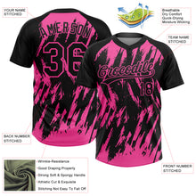Charger l'image dans la galerie, Custom Black Pink Splatter Torn Sharp Brush Stroke Two-Button Unisex Softball Jersey