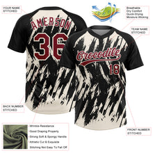 Laden Sie das Bild in den Galerie-Viewer, Custom Black Crimson-Cream Splatter Torn Sharp Brush Stroke Two-Button Unisex Softball Jersey