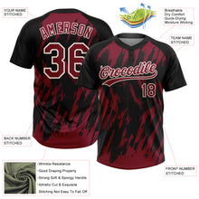 Laden Sie das Bild in den Galerie-Viewer, Custom Black Crimson-Cream Splatter Torn Sharp Brush Stroke Two-Button Unisex Softball Jersey